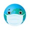 Cartoon world wearing protective mask to protect virus covid-19 coronavirus infect protection concept for infection control