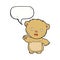 cartoon worried teddy bear with speech bubble