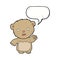 cartoon worried teddy bear with speech bubble