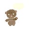 cartoon worried teddy bear with speech bubble