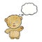 cartoon worried teddy bear with thought bubble