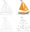 Cartoon yacht. Dot to dot game for kids