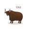 A cartoon yak with curly horns, isolated on a white background. Animal alphabet.