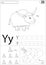 Cartoon yak and yacht. Alphabet tracing worksheet: writing A-Z a