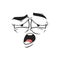 Cartoon yawning face tired emoji with open mouth