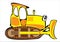 Cartoon yellow bulldozer isolated on white