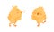 Cartoon Yellow Chicken Walking with Spread Wings Vector Set