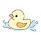 Cartoon yellow duckling. Toy duckling for the bathroom. Drawing for children.