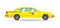 Cartoon yellow flat taxi icon. objects business cab car