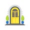 Cartoon Yellow Front Door of House. Vector