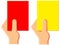 Cartoon yellow red soccer referee card icon set