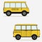 Cartoon yellow school buses. Decoration pattern.