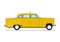 Cartoon yellow taxicab.