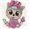 Cartoon Yorkshire Terrier with flowers