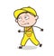 Cartoon Young Boy Running in Aggression Vector Illustration