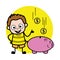 Cartoon Young Boy saving money in piggy bank