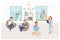 Cartoon young creative co working people, vector illustration set