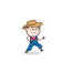 Cartoon Young Farmer Character Running Pose