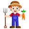 Cartoon young farmer holding rake