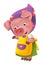 Cartoon young happy and funny mother pig - background