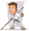 Cartoon young karate boy in white kimono