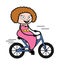 Cartoon Young Lady Riding bicycle