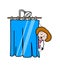 Cartoon Young Lady taking shower