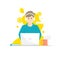 Cartoon young man design with laptop, Search ideas and creativity online, Vector illustration.
