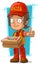 Cartoon young pizza delivery man