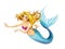 cartoon young princess - smiling beautiful marmaid swimming - il