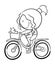 Cartoon Young Woman rides bicycle