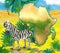 Cartoon zebra with continent map