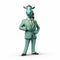 Cartoon Zebra In Turquoise Suit: Money-themed Photorealistic Rendering