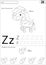 Cartoon zebra and zebu. Alphabet tracing worksheet: writing A-Z