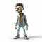 Cartoon Zombie Character Wearing White Jacket - Quirky And Cute 3d Render