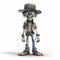 Cartoon Zombie Cowboy: Eye-catching 3d Render Of Adult Zombie With Hat