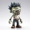 Cartoon Zombie Figurine With Spiky Hairstyle On White Background