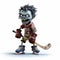 Cartoon Zombie Hockey Player: A Playful And Innovative Rendering