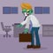 Cartoon zombie office worker, illustration of businessman character