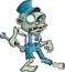 Cartoon zombie plumber with wrench