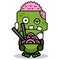 Cartoon zombie skull noodle mascot