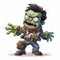 Cartoon Zombie Superhero With Gun - 2d Game Art Style