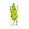 Cartoon zucchini vegetable character on birthday