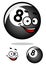Cartooned eight pool ball with happy face