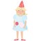 Cartooned Young Girl with Candies and Party Hat