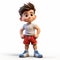 Cartoonish 3d Animated Boy In Red Shorts - Youthful Character Design