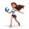 Cartoonish 3d Animation Of A Girl Playing Volleyball