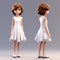 Cartoonish 3d Boy And Girl In White Dress - Chie Yoshii Inspired Character Design