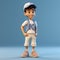 Cartoonish 3d Boy Wearing Hat And Shorts On Blue Background