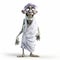 Cartoonish 3d Fantasy Old Man In Gray Towel - Zombiecore Character Design